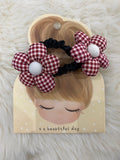 2pcs red plaid hair scrunchies Set