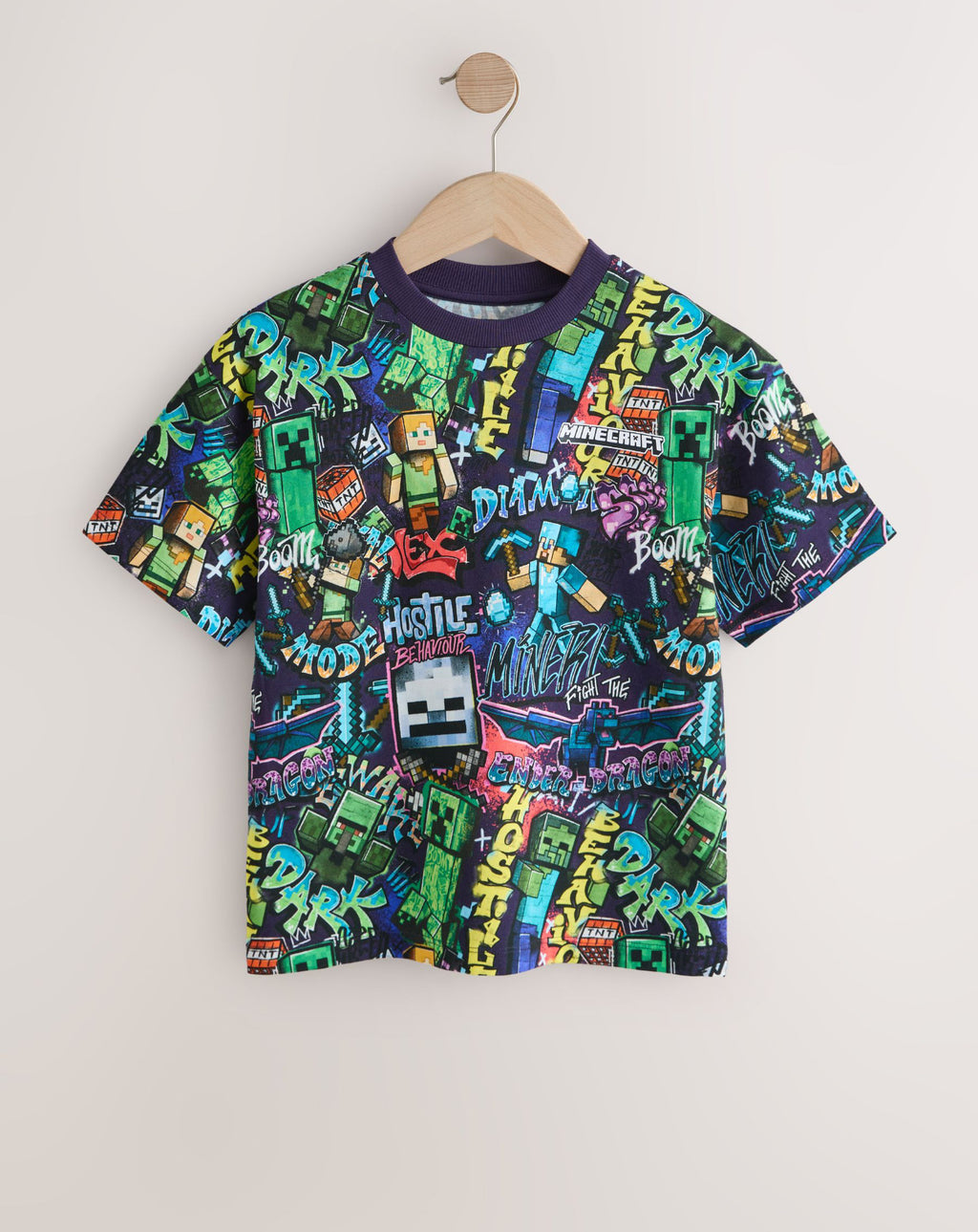 Purple All Over Print Single Minecraft T- Shirt