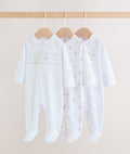 White Collar Baby Sleepsuits 3 Pack