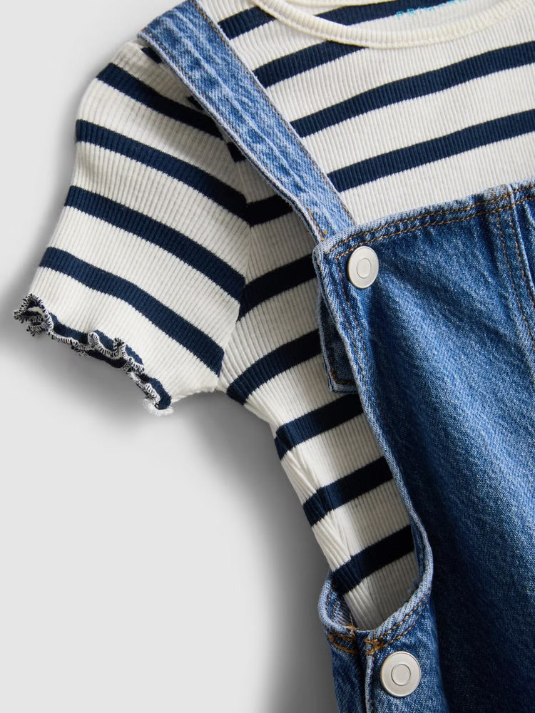 T-Shirt and Denim Pinafore Dress Set