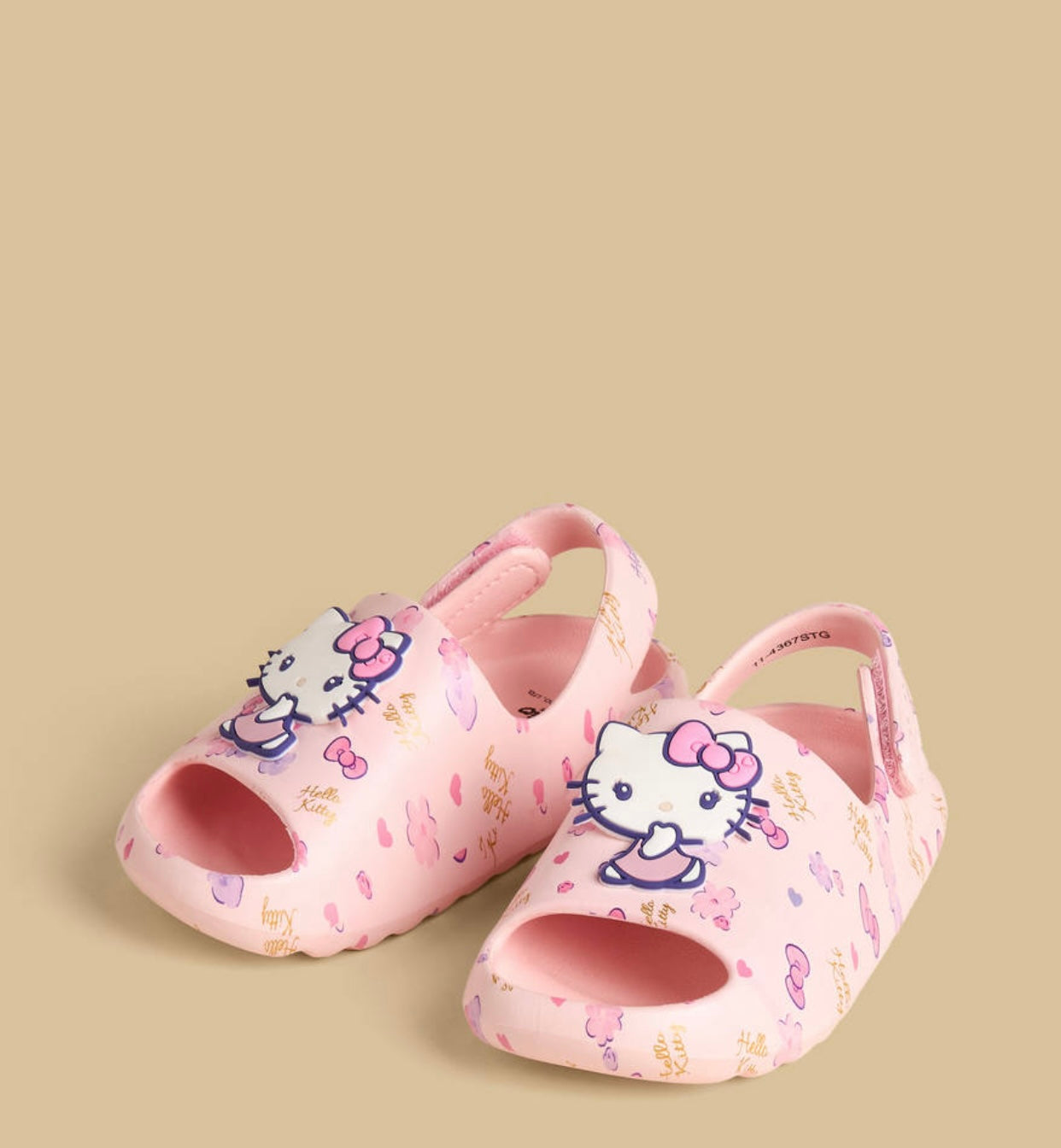 Hello Kitty Applique Slides with Hook and Loop Closure