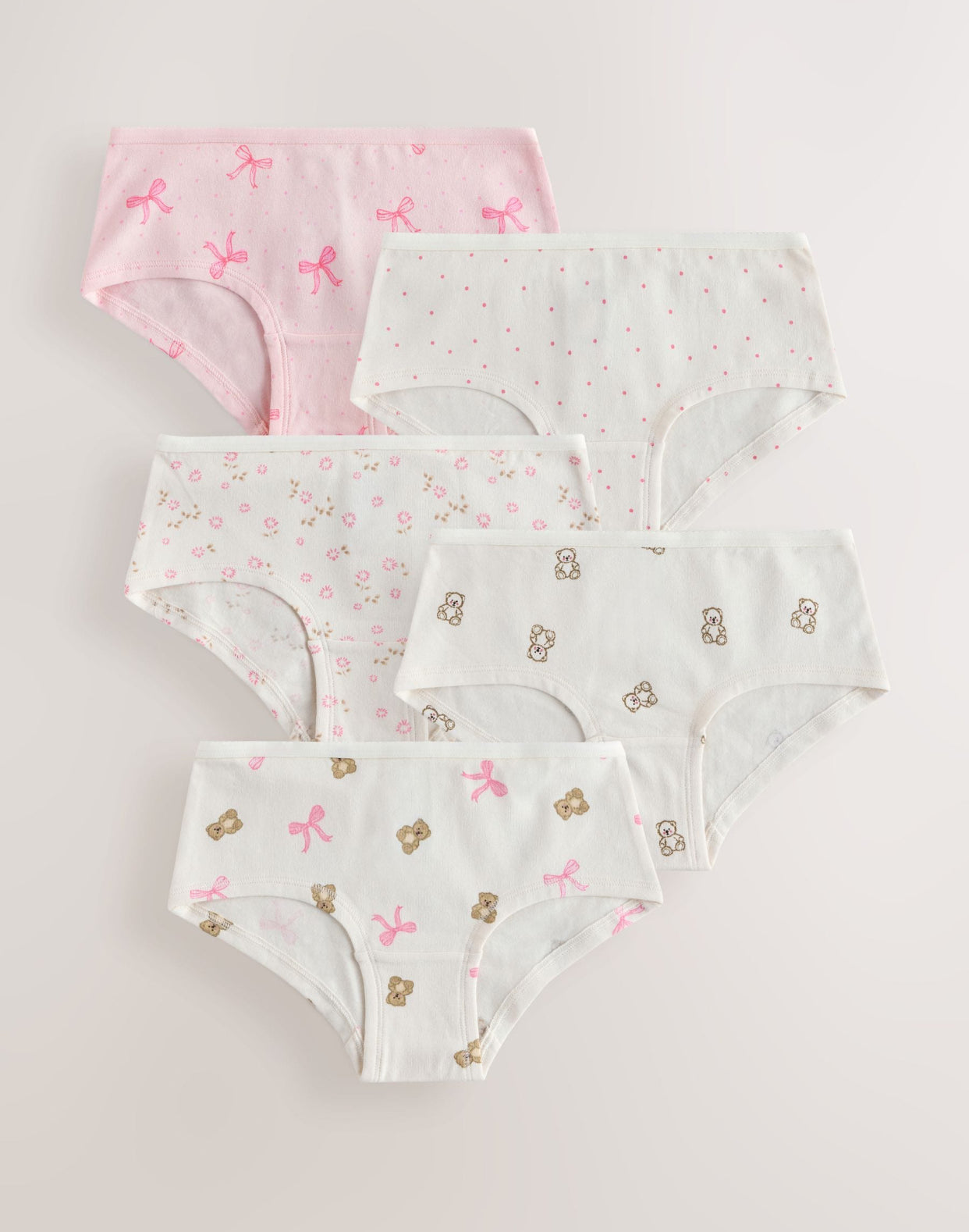 Pink Bear Print Hipster Briefs 5 Pack
