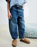 Mid Blue Denim Barrel Jeans