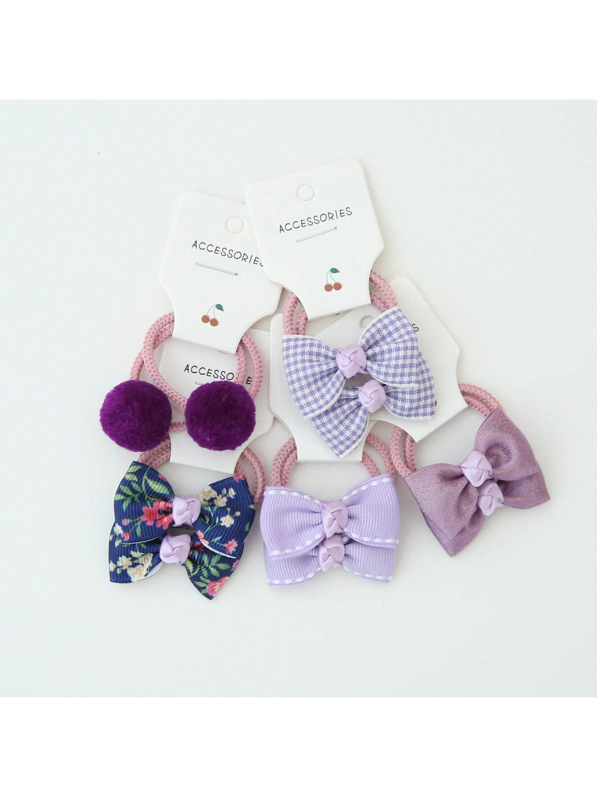 10pcs purple bowknot elastic hair ties