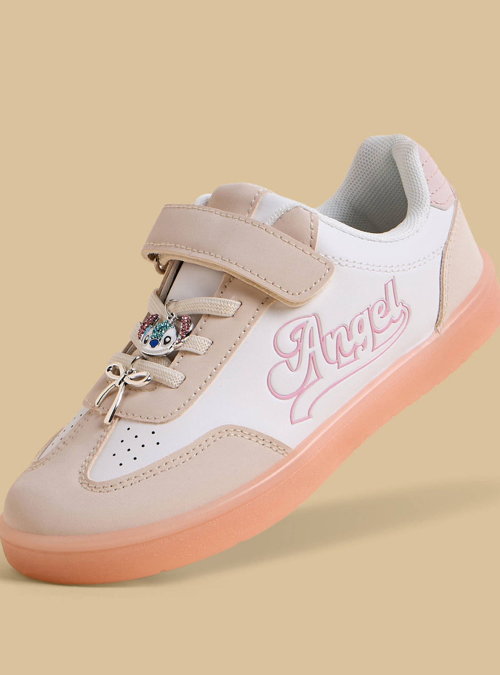 Angel Print Sports Shoes with Hook and Loop Closure