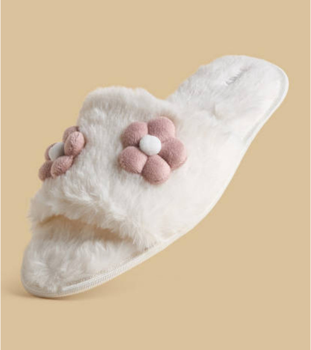 Floral Accent Bedroom Slippers