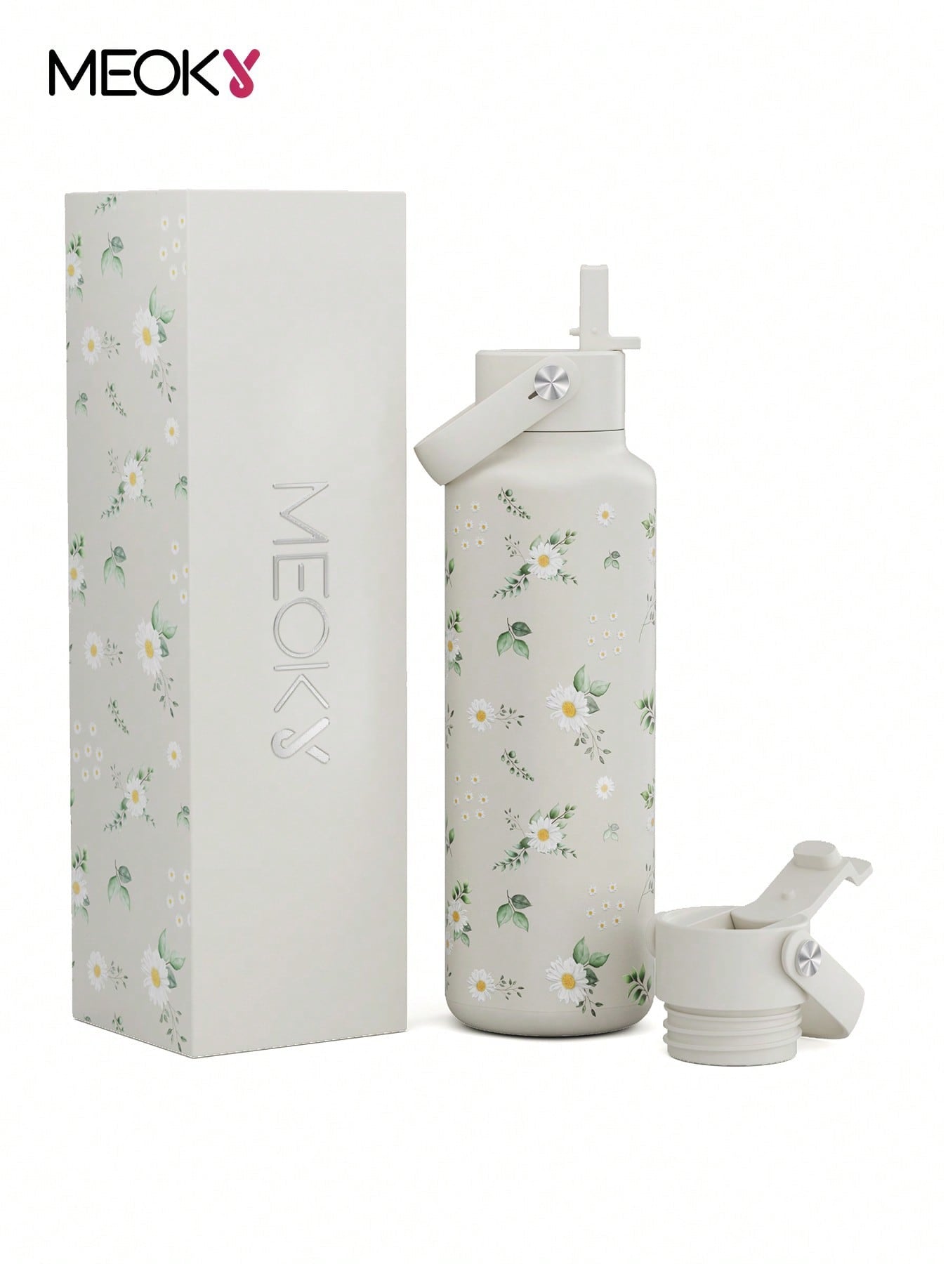 Meoky 530 ml Insulated Tumbler With 2 Spout Lid And Straw
