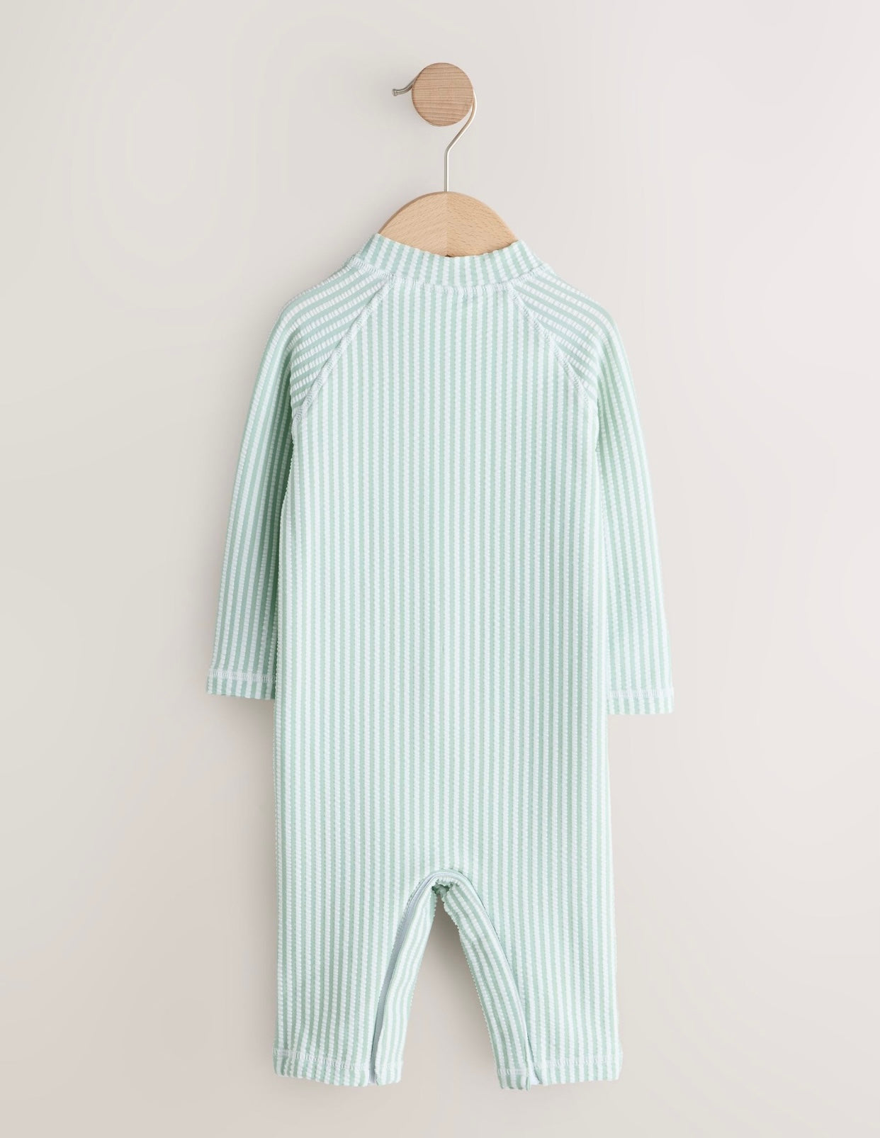 Mint Green Striped Sunsafe Swimsuit and Hat Set