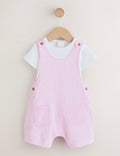 Pink and White Stripe Baby Dungarees and Bodysuits Set 2 Piece