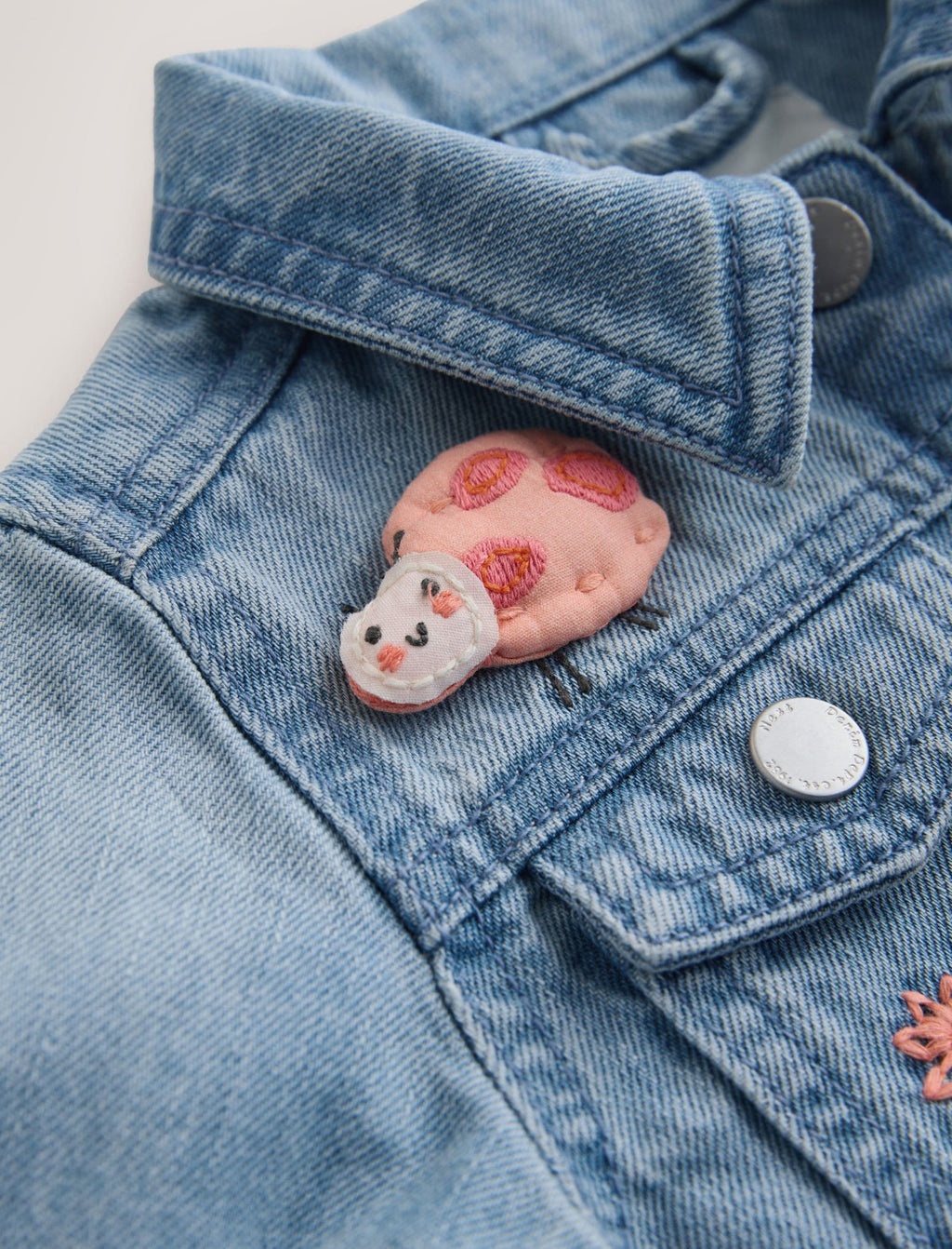 Mid Blue Denim Unicorn Embroidered Western Jacket