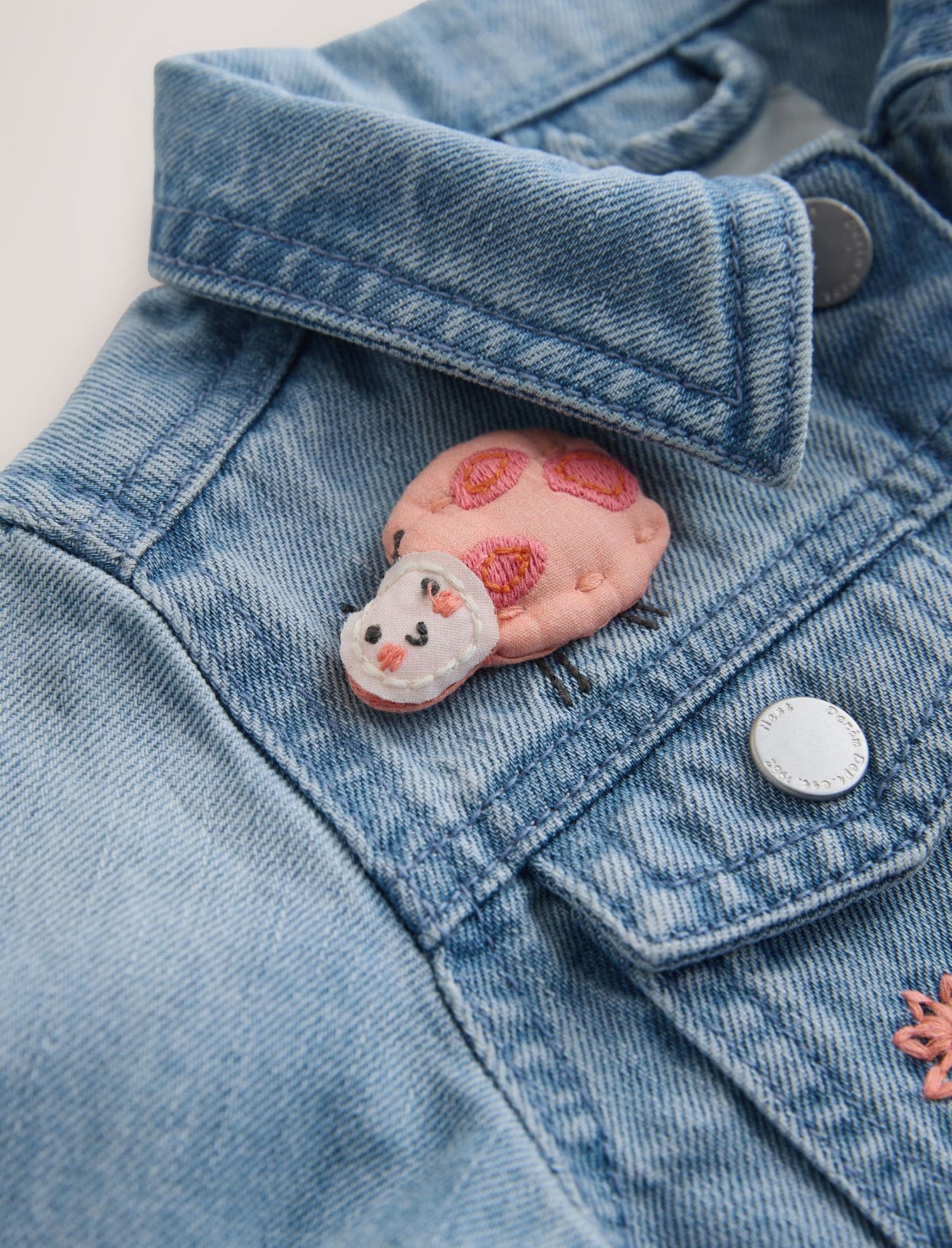 Mid Blue Denim Unicorn Embroidered Western Jacket