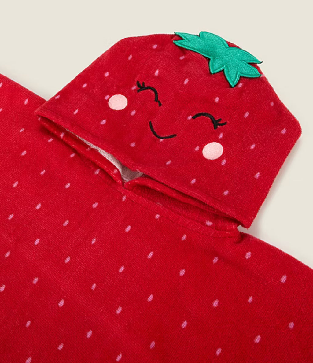 Red Strawberry Cotton Poncho
