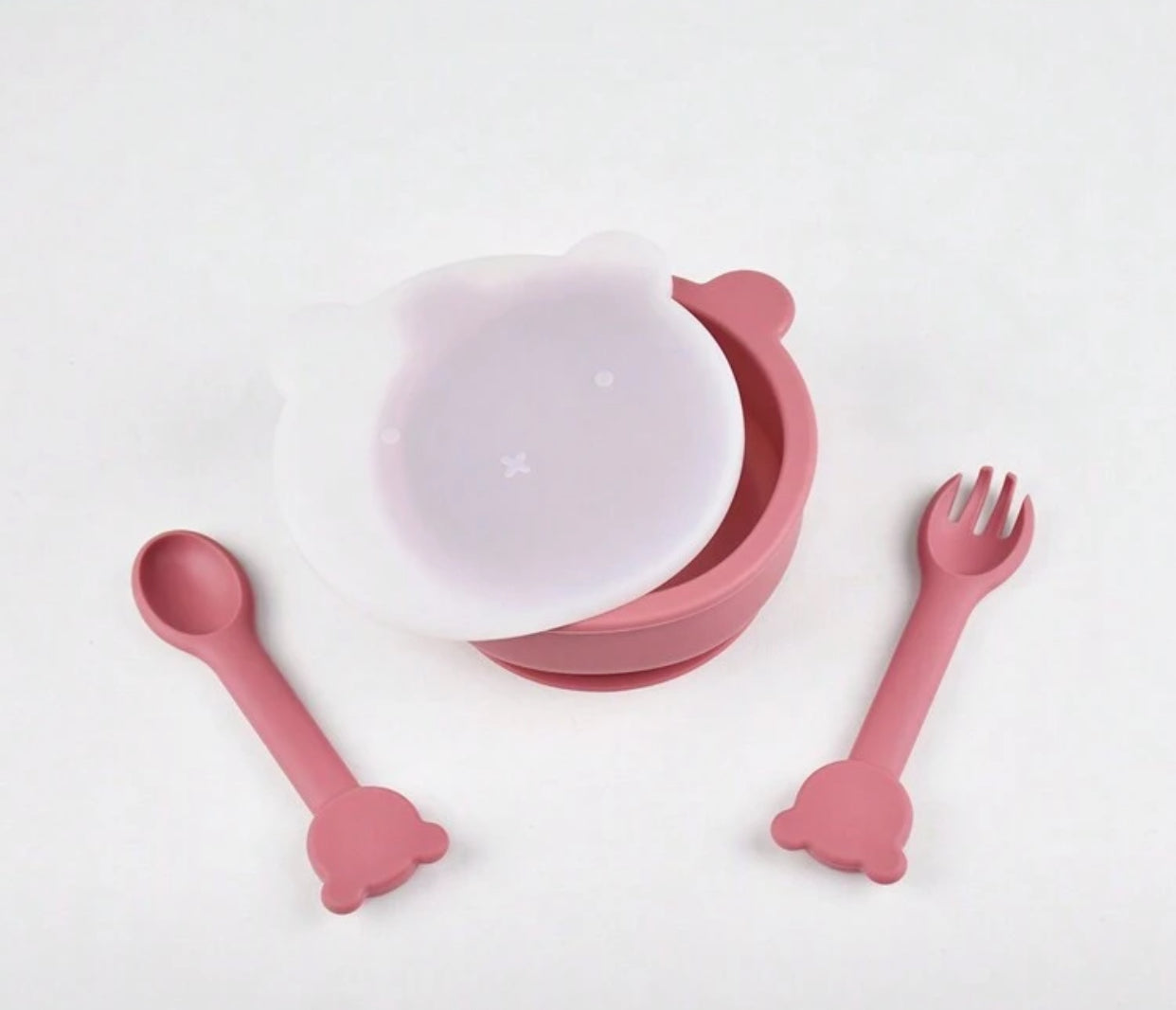 5PCS pink Silicone Baby Tableware Set (immediate)