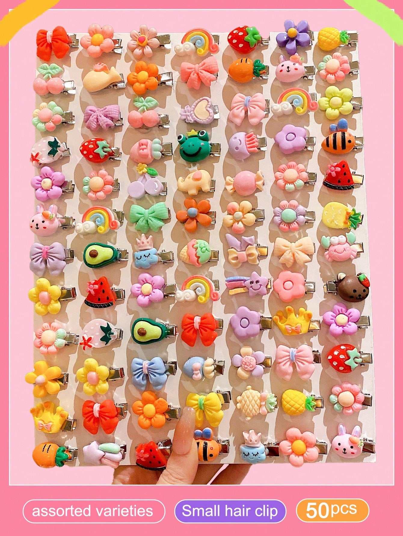 50pcs Random Mini Cute Cartoon Hair Clips