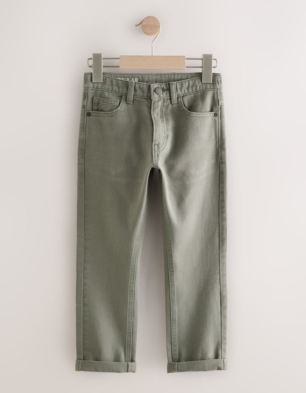Khaki Green Regular Fit Stretch Jeans