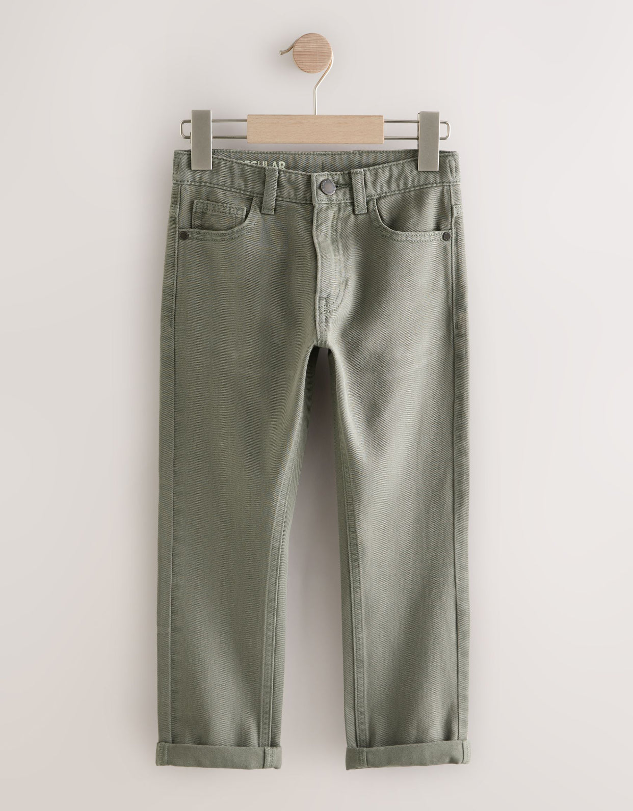 Khaki Green Regular Fit Stretch Jeans