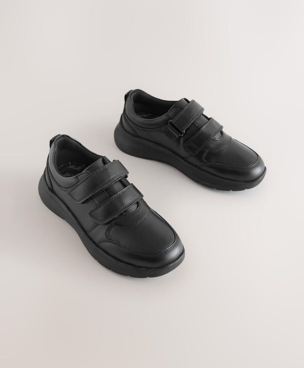 Black Football Leather Touch Fastening School Shoes