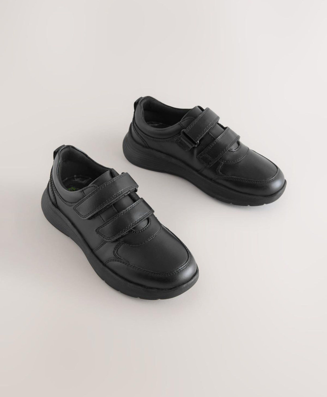 Black Football Leather Touch Fastening School Shoes