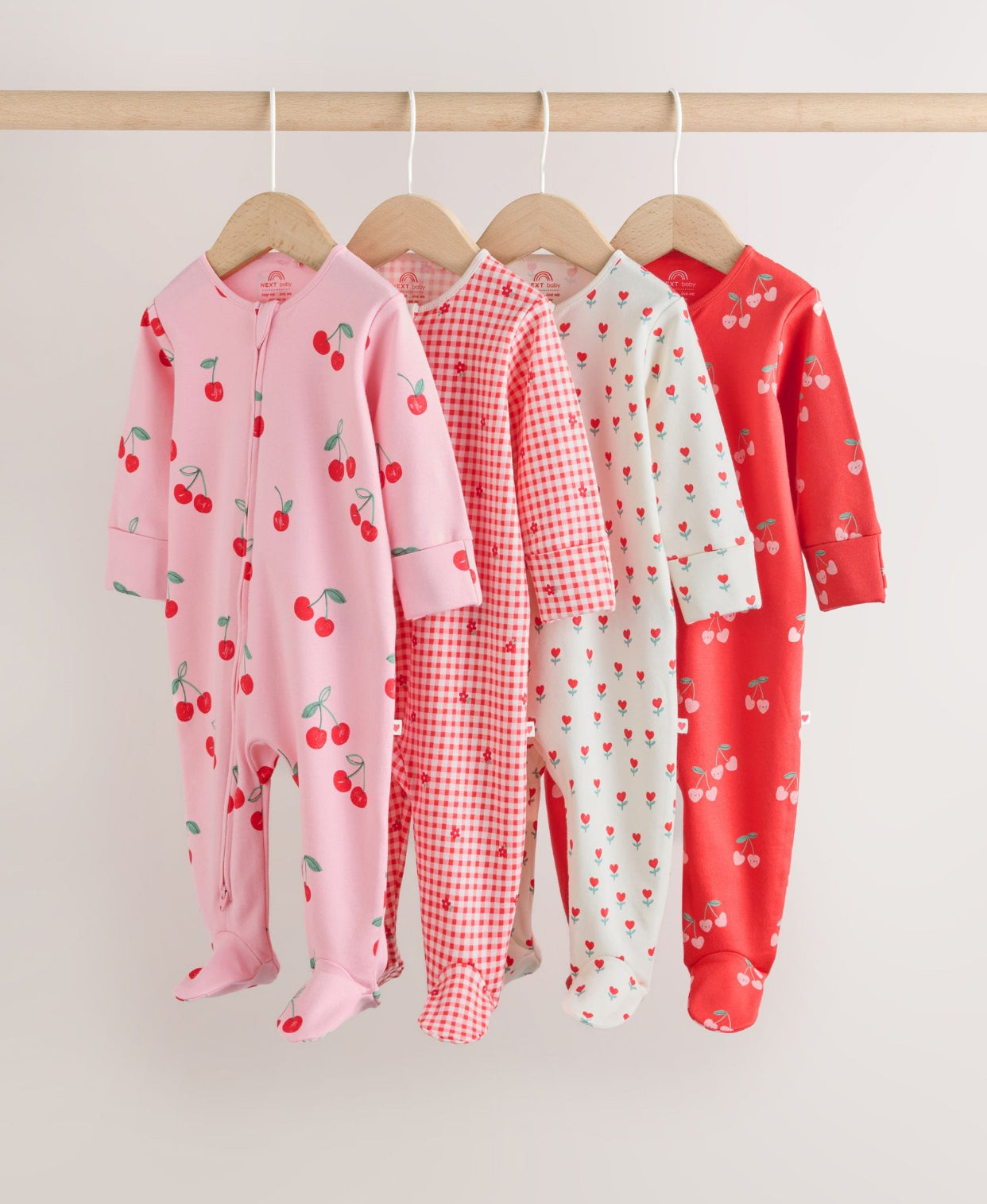 Red/Pink Two Way Zip Baby
Sleepsuits 4 Pack