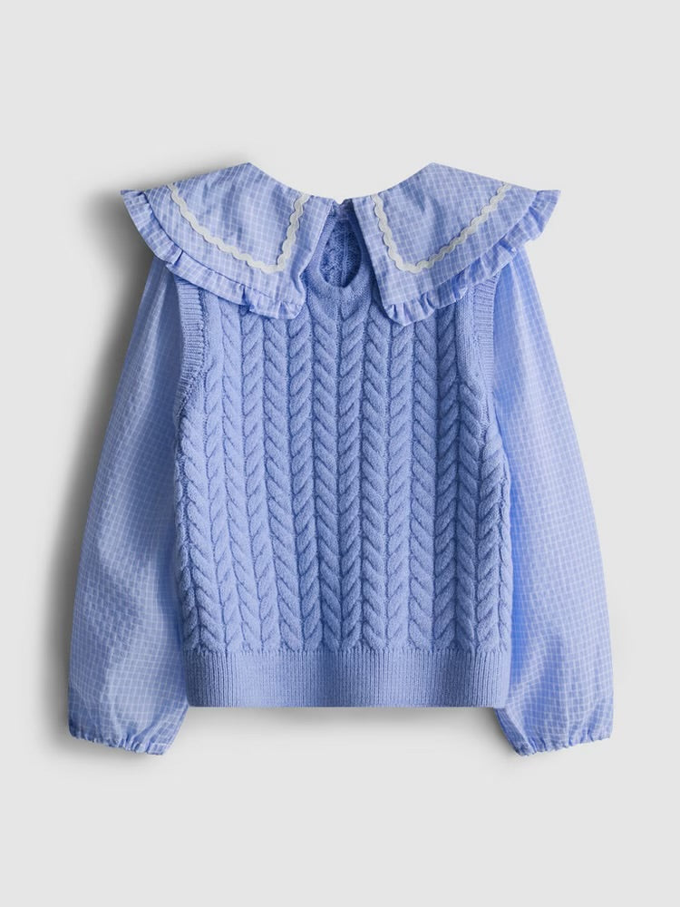 2-in-1 Collared Blouse Vest