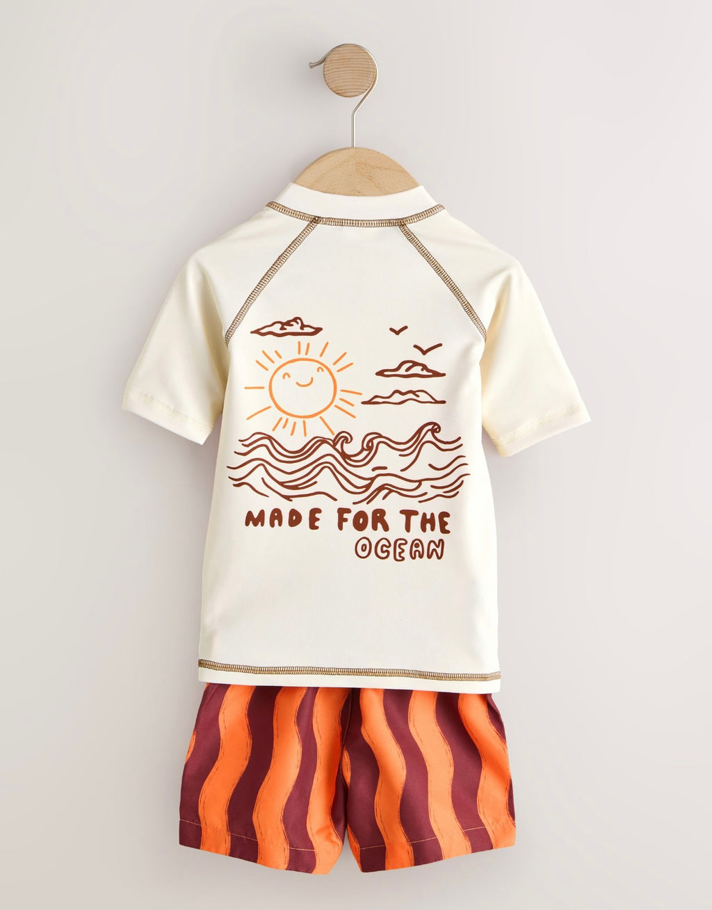 Orange Short Sleeve Sunsafe Rash Vest and Swim Shorts Set