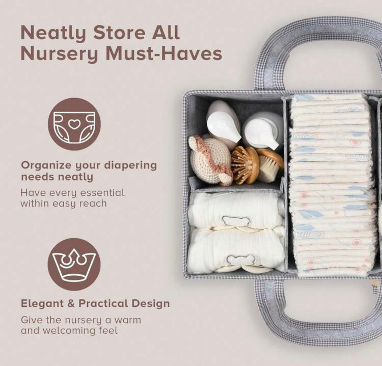 1pc Diaper Caddy Organizer With Handle (immediate)