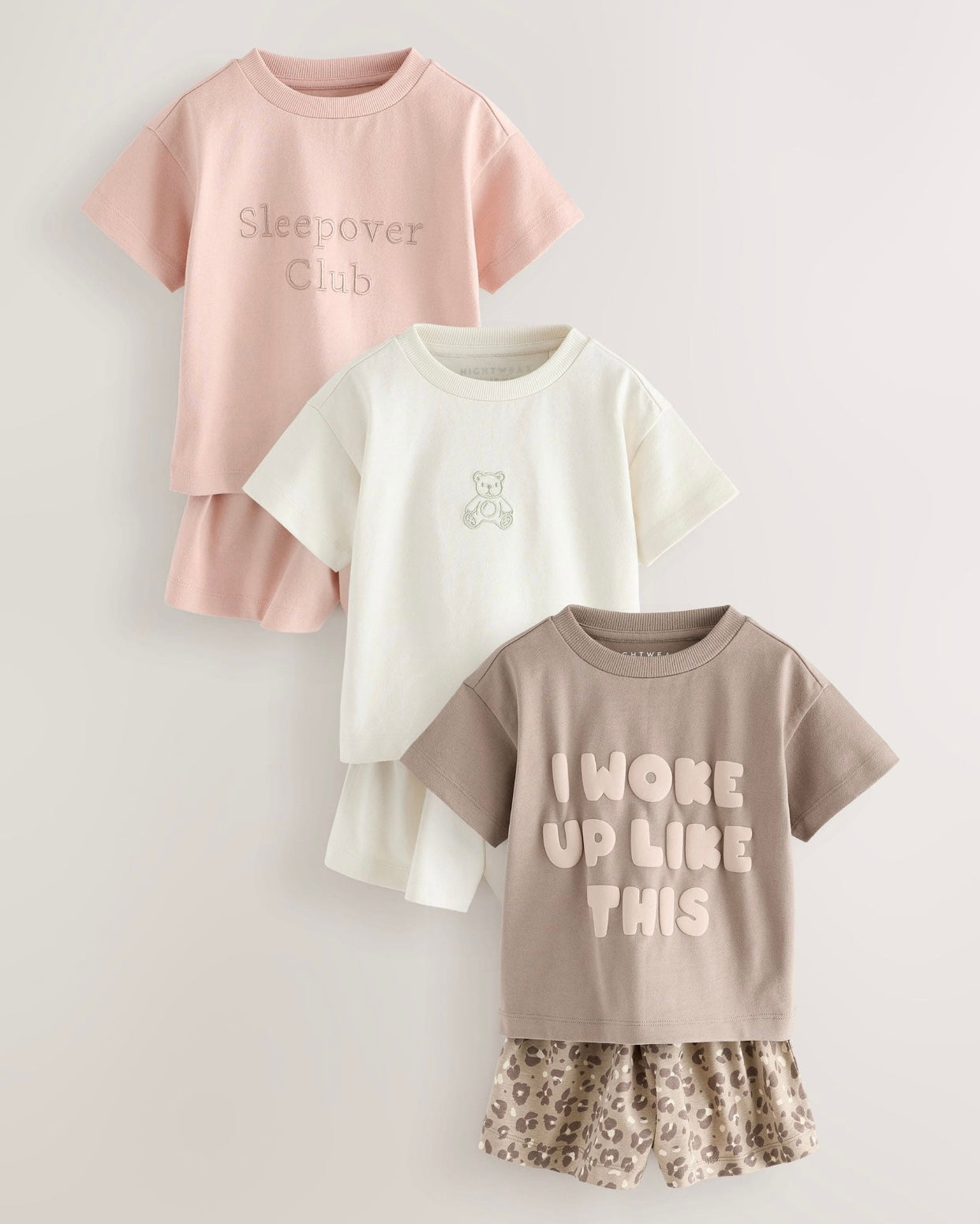 Brown/Cream Short Pyjamas 3 Pack