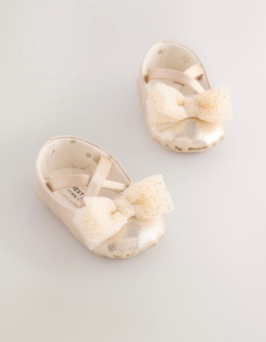 Gold Baby Bow Occassion Shoes (0-18mths)