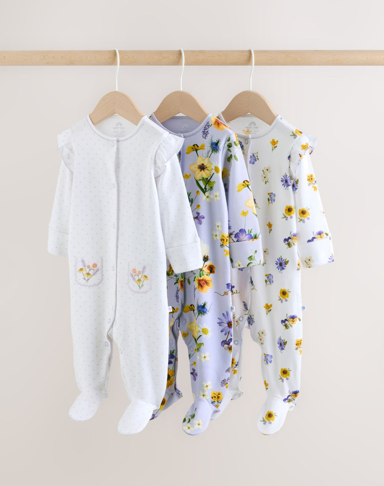 Lilac Purple Baby Sleepsuits 3 Pack