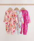 Bright Two Way Zip Baby Sleepsuits 3 Pack