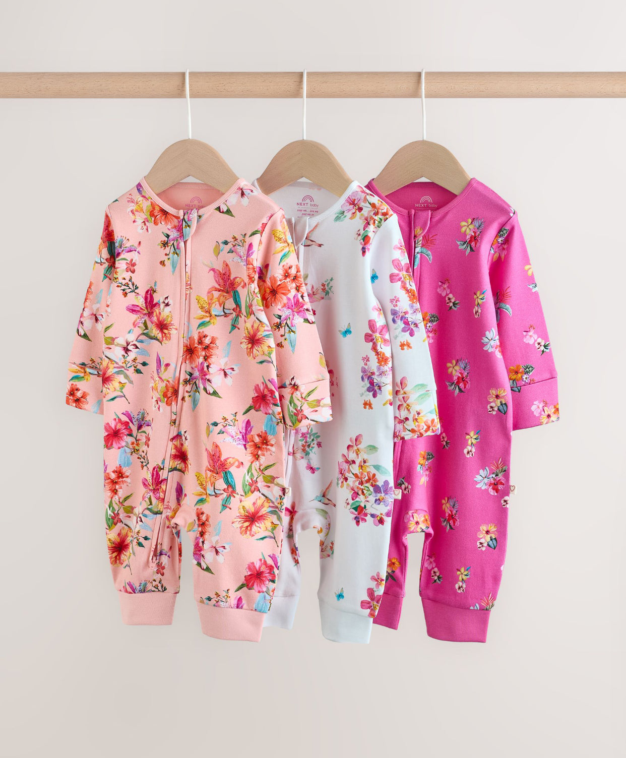 Bright Two Way Zip Baby Sleepsuits 3 Pack