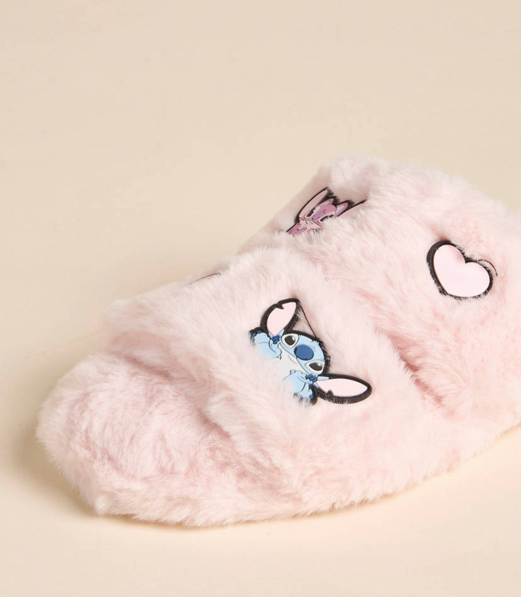 Stitch and Angel Embroidered Bedroom Slippers