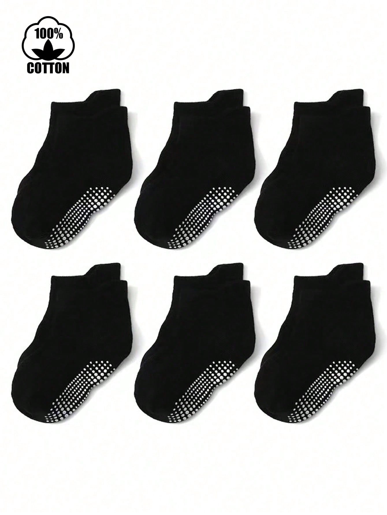 6 Pairs Set Anti Slip Cotton Black Socks