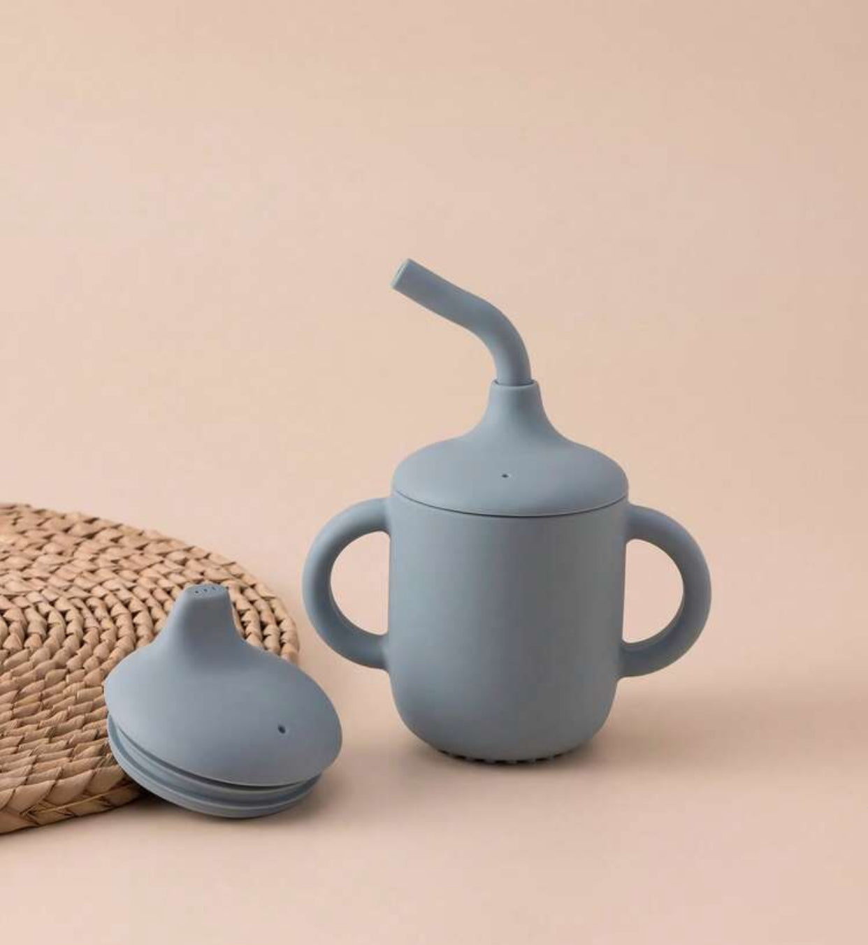 2PCS Baby Silicone Cup Double Lids With Handle (immediate)