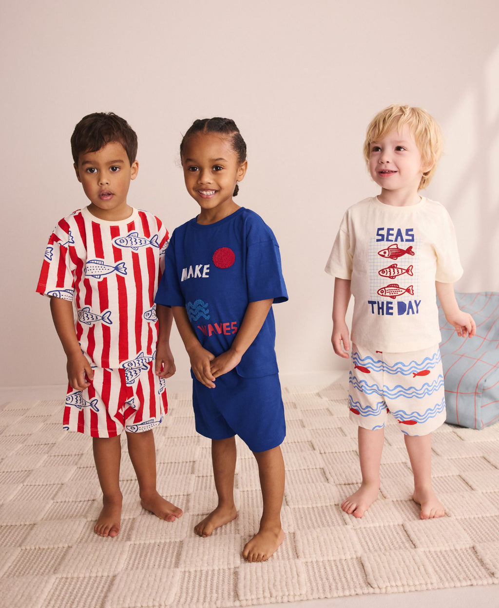 Red/Blue/White Seaside Short Pyjamas 
3 Pack