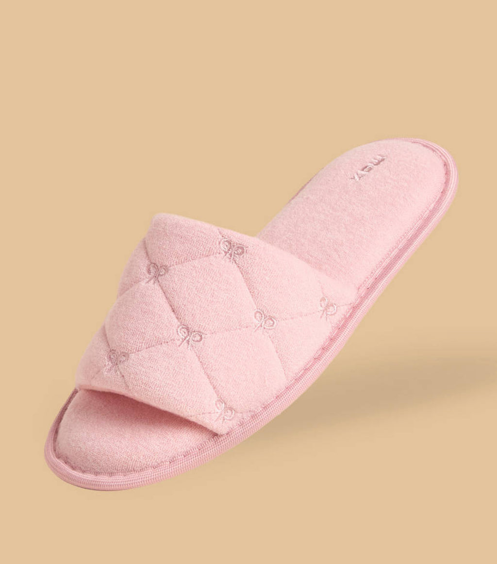 Bow Embroidered Bedroom Slippers