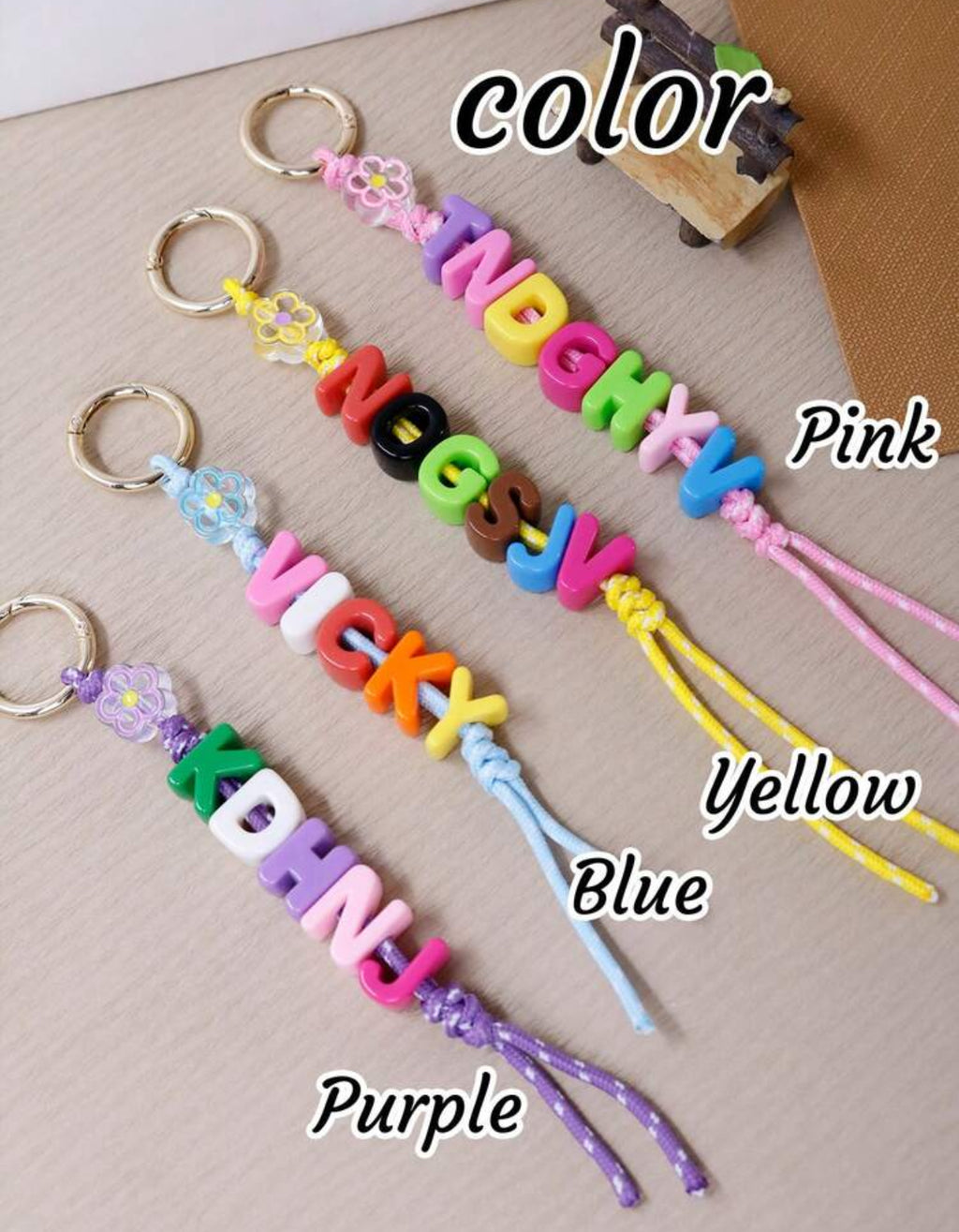 Custom Flowers Colorful Acrylic Letter Keychain