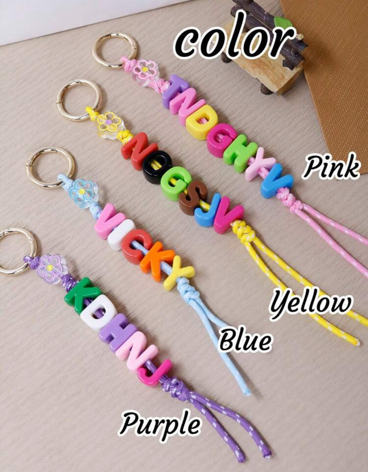 Custom Flowers Colorful Acrylic Letter Keychain