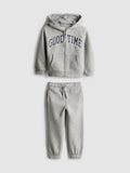 Embroidered Zip-Up Hoodie and Joggers Set