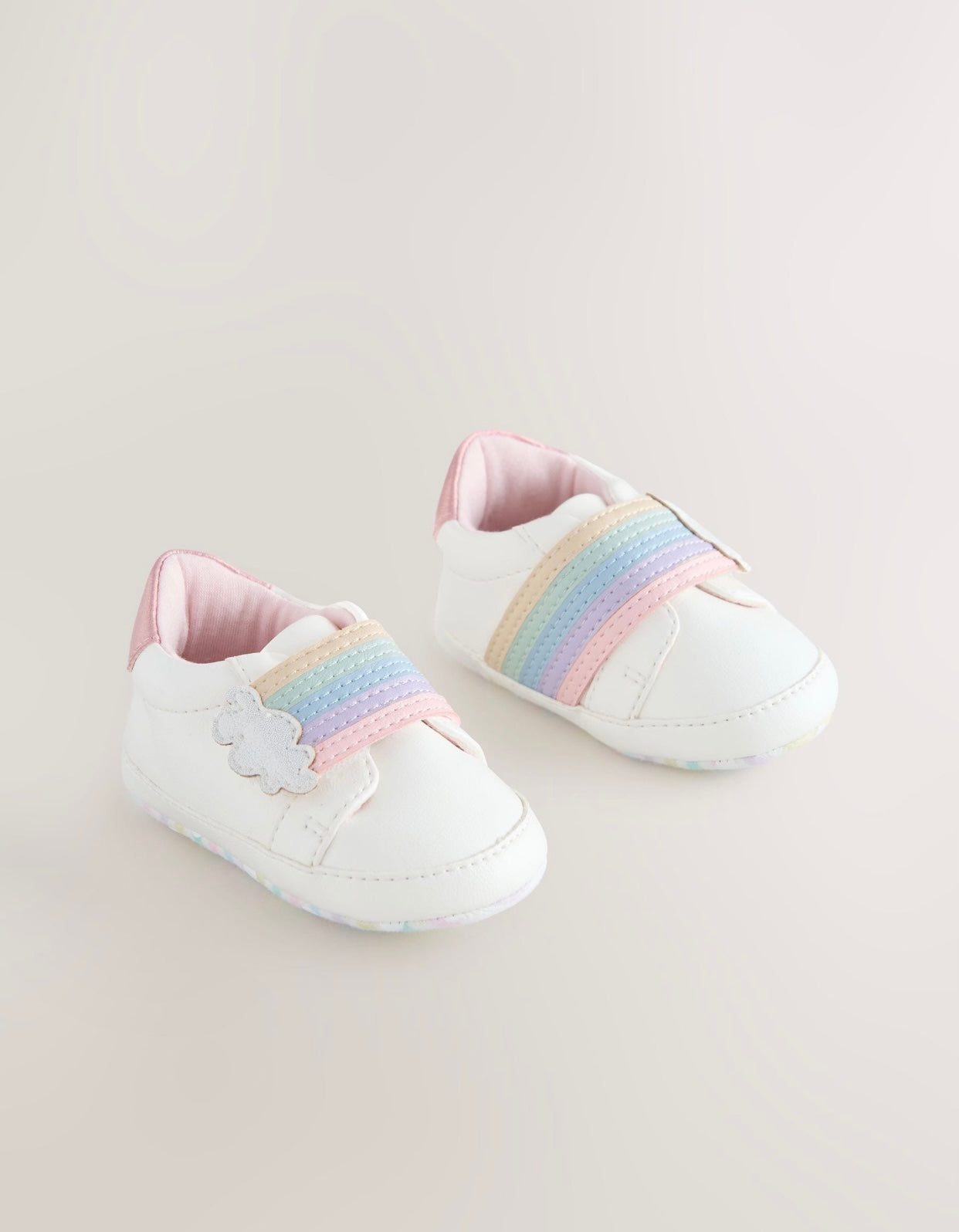 White Rainbow Baby Touch Fasten Trainers