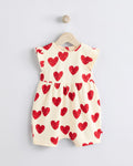Red Heart Printed Frill Baby Romper