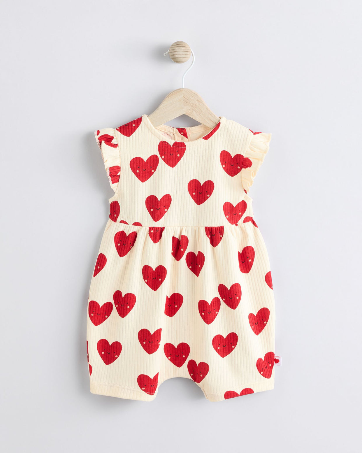 Red Heart Printed Frill Baby Romper