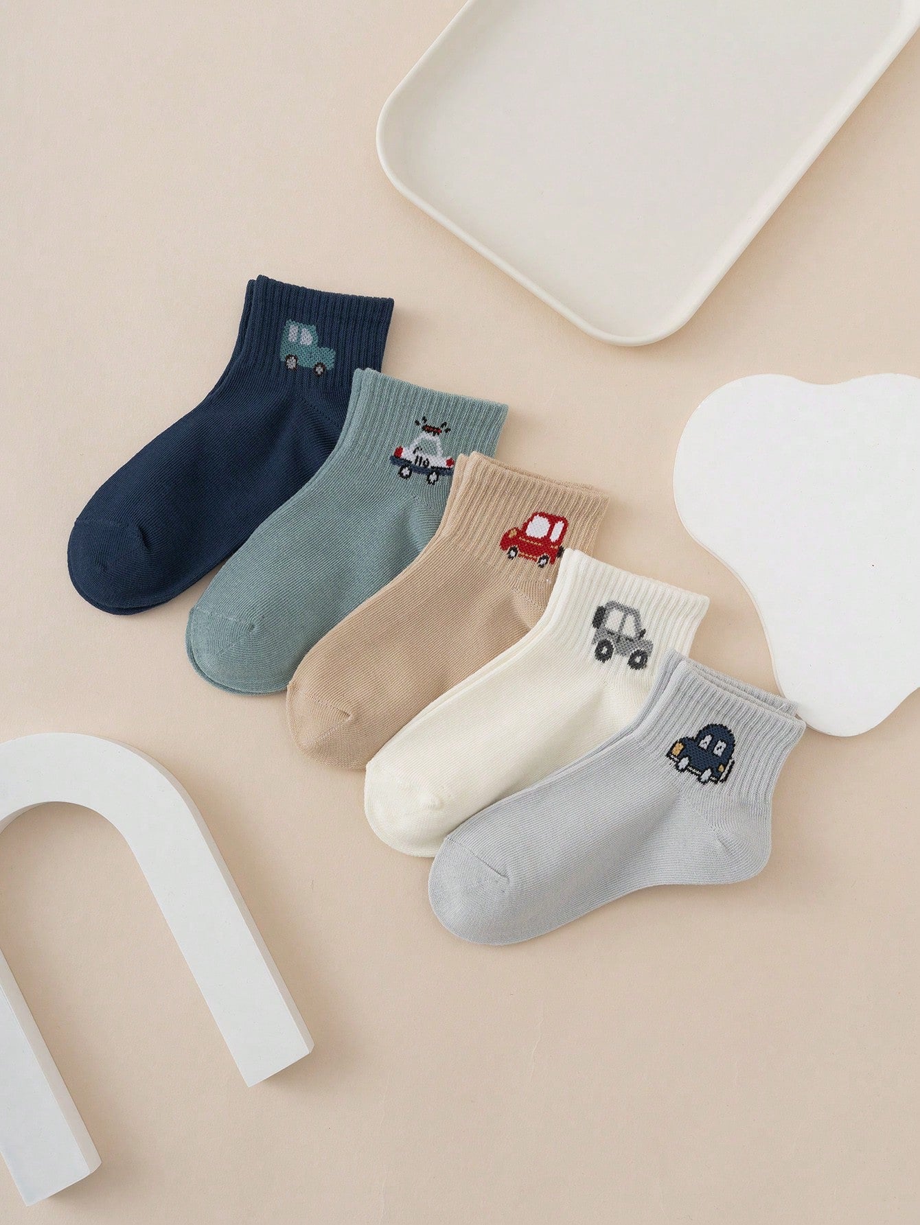 5 Pairs Cars Pattern Socks Set (immediate)