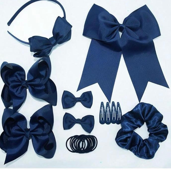 Navy blue school hair accessorie set