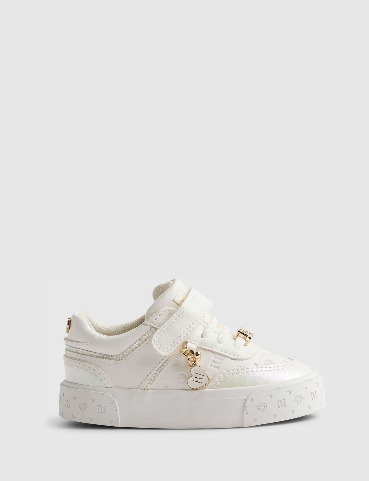 River Island White Iridescent Monogram Charm Trainers