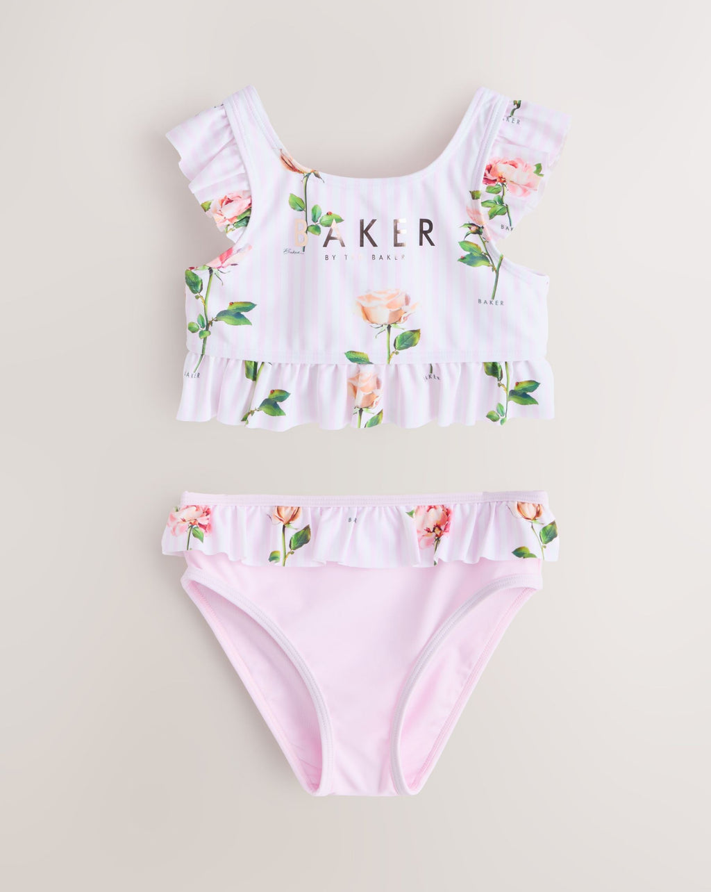 Baker by Ted Baker 2 Piece Frill Stripe Tonal Bikini