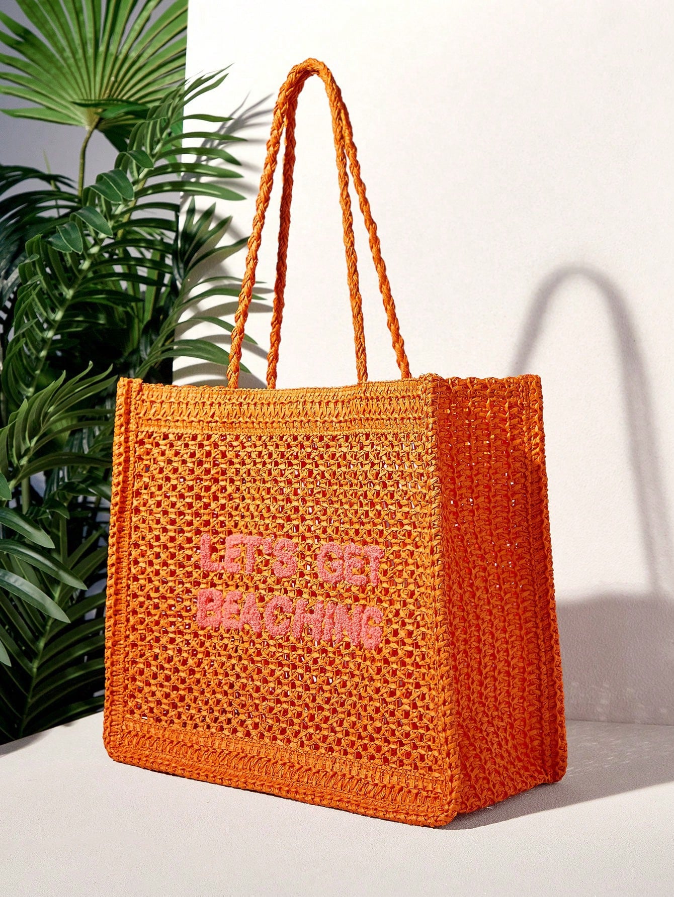 Women's Summer Crocheted Tote Bag With Letter Design