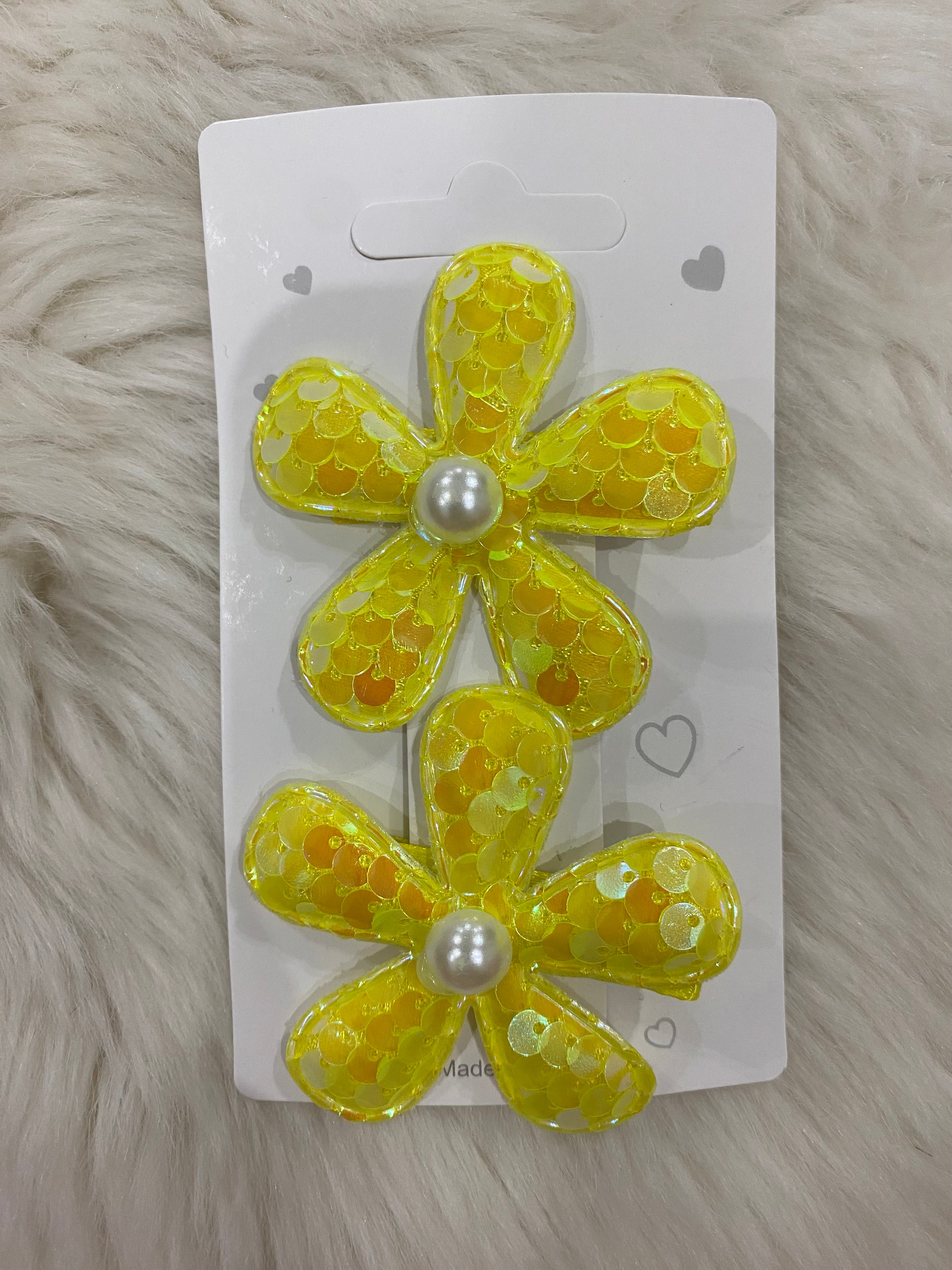 2pcs yellow flower hair clip