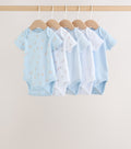 Blue 5 Pack Short Sleeve Baby Bear Bodysuit