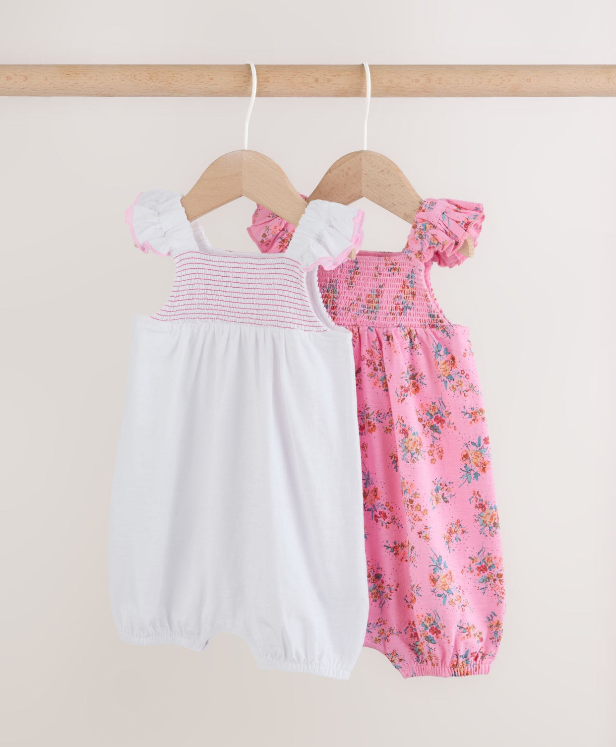 Pink Floral Frill Shoulder Baby Jersey
Rompers 2 Pack